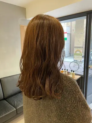 セミロング カラー 暖色カラー🍊 ボブ🌿顔周りcutのヘアスタイル