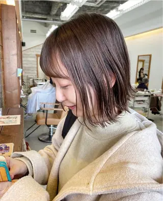 ミディアム クロスパーマ× 透明感カラー✂︎のヘアスタイル