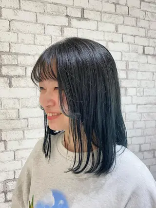 ミディアム カラー ヘアアレンジ ブリーチなし艶カラー 東家のヘアスタイル