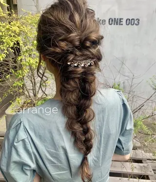 ロング カラー パーマ ヘアアレンジ maho🤍透明感 カラー/顔周りcutのヘアスタイル