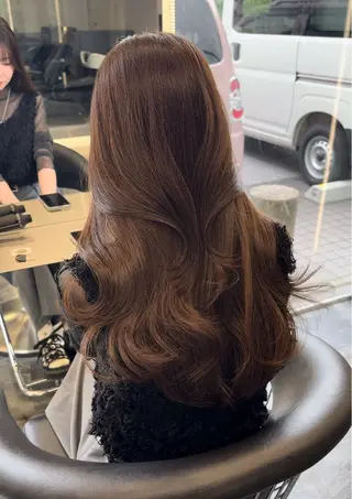 ロング レイヤー/顔まわり 縮毛矯正/月城宏清のヘアスタイル