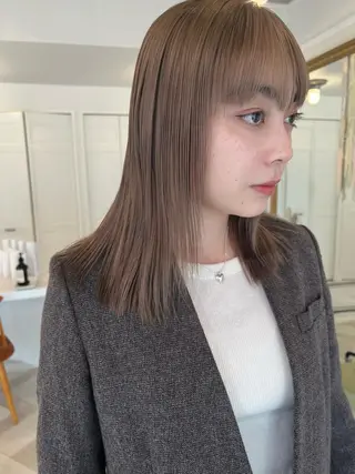 カラー ブリーチカラー🎀 韓国風/寺門美優のヘアスタイル