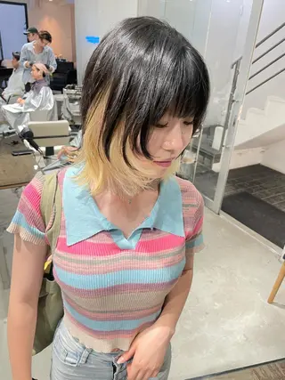 ミディアム カラー スパイラルパーマ 🌐hina⭐️のヘアスタイル