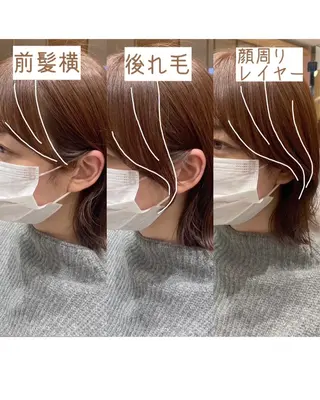 ミディアム カラー パーマ ヘアアレンジ 小野寺瑞希 /最小顔カットのヘアスタイル