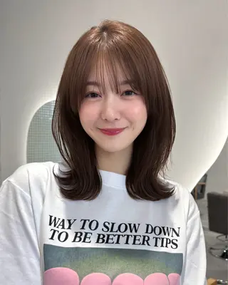 ミディアム カラー ren ボブロブ/ミディアムのヘアスタイル