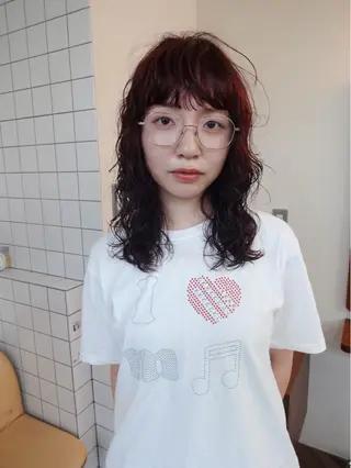 ミディアム カラー パーマ ボブパーマ/パーマ ウルフパーマのヘアスタイル
