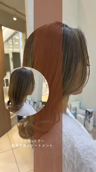 ミディアム 艶質改善/縮毛矯正 ササキナツミのヘアスタイル