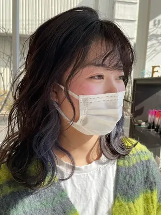 ミディアム パーマ 松永 果菜のヘアスタイル