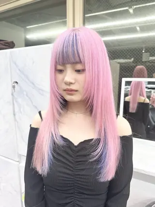 セミロング カラー ❄️💛エクステ ブリーチ❄️yukiのヘアスタイル