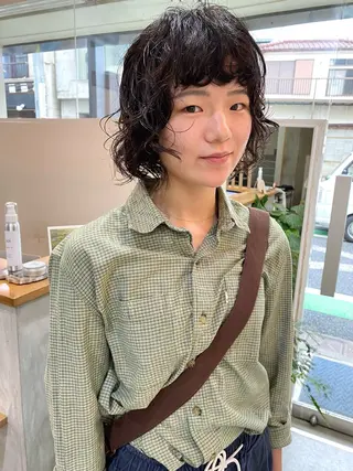 ショート パーマ 森貴裕/ベージュ/ パーマ/オリーブのヘアスタイル