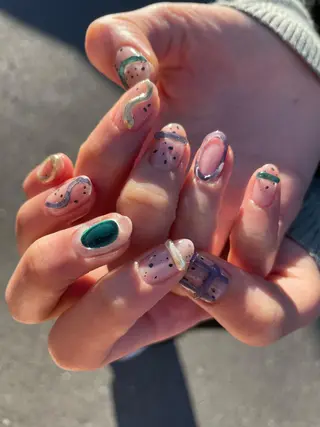 ロング カラー ヘアアレンジ キッズ ネイル マツエク・マツパ 福田 加奈のネイルデザイン