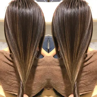 ロング salowin 原宿 aroa所属・韓国／ハッシュカット ／透明感カラー／金野のヘアスタイル