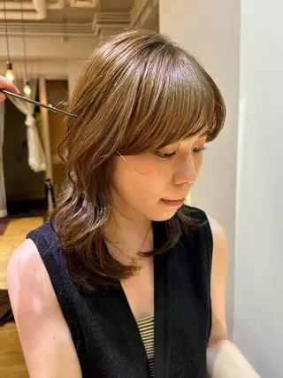 ミディアム カラー 似合わせカット /パーマ岡本淳平のヘアスタイル