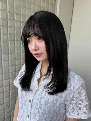 セミロング カラー 縮毛矯正/エクステ ヘアアレンジ/ひふみのヘアスタイル