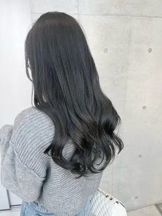 ロング カラー パーマ ヘアアレンジ 透明感/オリーブ/ グレージュ/YUKAのヘアスタイル