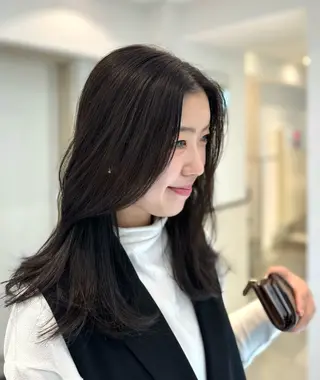 ロング カラー パーマ デジタルパーマ/ コテ巻き風パーマのヘアスタイル