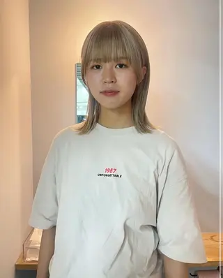 ミディアム カラー カットモデル/ ハイトーン/ゆうあのヘアスタイル