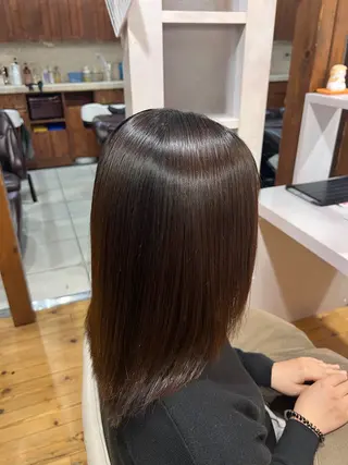 ミディアム 佐藤 翔空【艶 カラー/縮毛矯正】のヘアスタイル