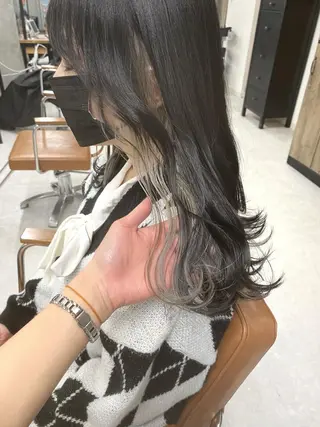 セミロング カラー ヘアアレンジ 🌷FUKA🌷 まろやかハイトーンのヘアスタイル