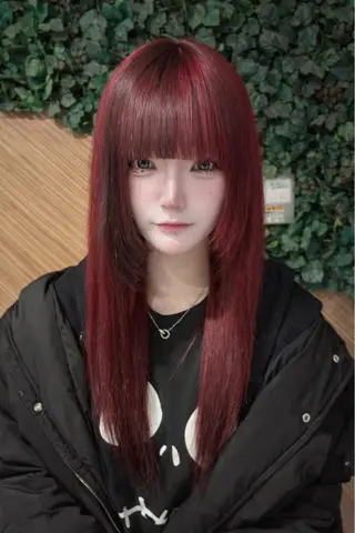 ロング カラー ヘアアレンジ ブラウン♦️ ワインレッドけんごのヘアスタイル