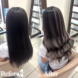ロング カラー 羽エクステ/シール エクステ/横浜駅5分のヘアスタイル