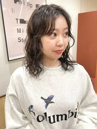 ミディアム パーマ ayu/伏見/名古屋 /パーマ/艶カラーのヘアスタイル