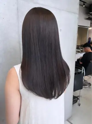 セミロング カラー 透明感/オリーブ/ グレージュ/YUKAのヘアスタイル