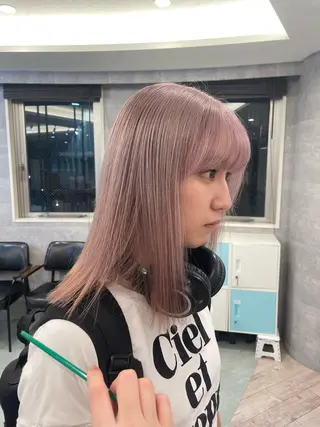 ミディアム ♡似合わせハイトーン ♡maiのヘアスタイル