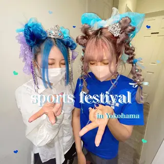 セミロング カラー ヘアアレンジ エクステ/ハイトーン 🐏☁️miminaのヘアスタイル