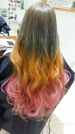 セミロング カラー ヘアアレンジ きむえり/髪質改善 /セット/カラーのヘアスタイル