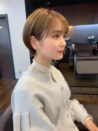 カラー 縮毛矯正/ショート/ レイヤー/畑中正敏のヘアスタイル