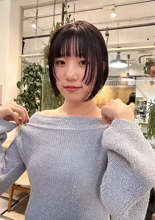 ショート パーマ ハイトーンボブ 前田 表参道　グレージュのヘアスタイル