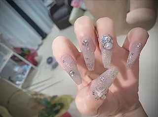 ネイル I-nailロング /ワンホン/キラキラのネイルデザイン