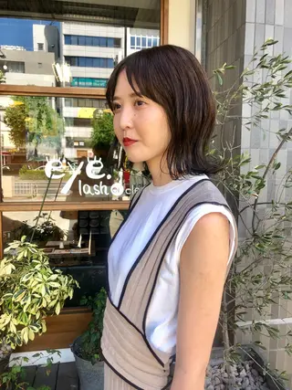 ミディアム カラー クロスパーマ× 透明感カラー✂︎のヘアスタイル