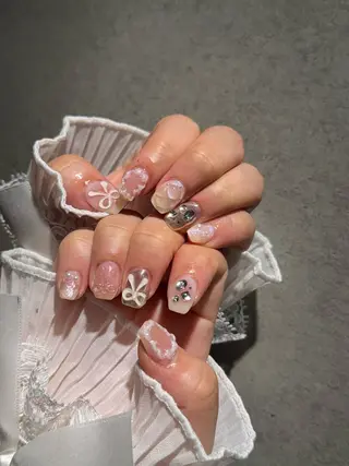 ネイル I-nailロング /ワンホン/キラキラのネイルデザイン