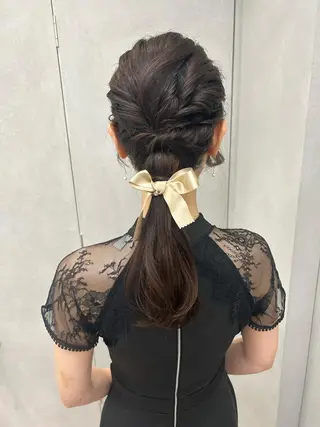 セミロング 卒業式ヘアセット🎀 ヘアアレンジのヘアスタイル