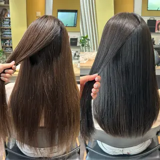 ロング カラー パーマ hub hair レイヤー/透明感のヘアスタイル