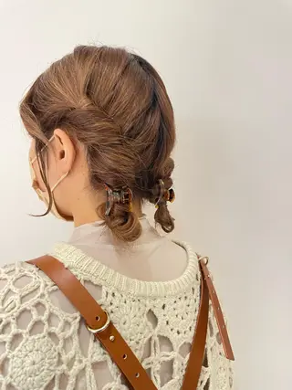 セミロング ヘアアレンジ ボブパーマ ♡ヨシカワハナコのヘアスタイル