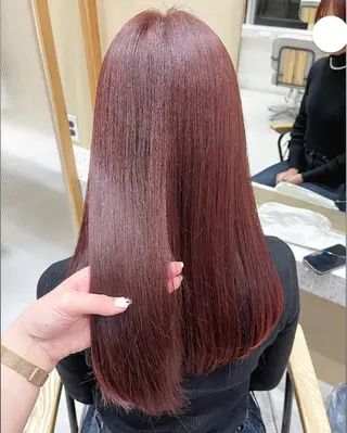 セミロング カラー ヘアアレンジ 🥀暖色韓国ヘア💕 保科侑花のヘアスタイル