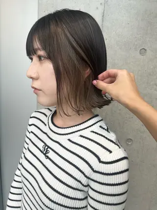 ロング カラー パーマ ヘアアレンジ 透明感/オリーブ/ グレージュ/YUKAのヘアスタイル
