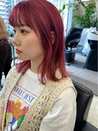 ミディアム カラー 似合わせカット レイヤー/ボブのヘアスタイル