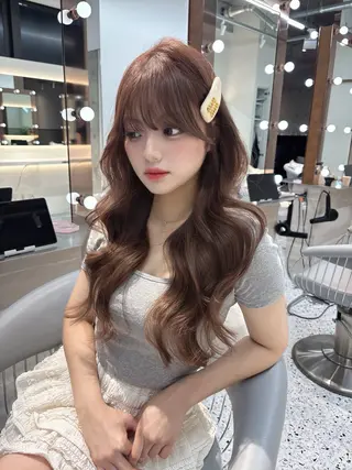 ミディアム rina／ベージュ ワンホン/韓国ヘアのヘアスタイル