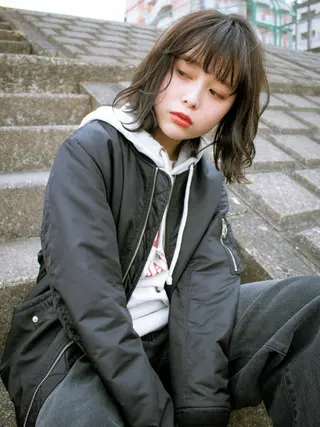 ミディアム gite カワムラナオキのヘアスタイル