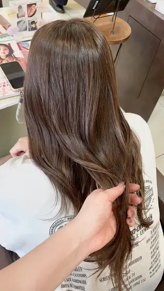 セミロング カラー 🤎韓国ヘア ベージュ まゆか🤎のヘアスタイル