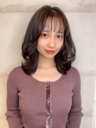 ミディアム カラー 透明感/オリーブ/ グレージュ/YUKAのヘアスタイル