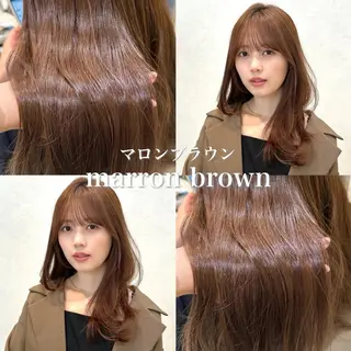 セミロング カラー パーマ 🫧小顔×似合わせ× 透明感カラー🫧のヘアスタイル