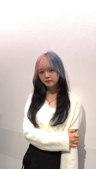 ロング カラー ヘアアレンジ ハイトーン艶カラー 🤍ゆうひのヘアスタイル