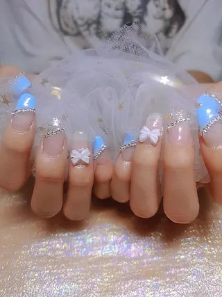 ネイル フィルイン、長さ出し 深爪矯正のネイルデザイン