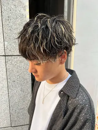 ミディアム パーマ メンズ メンズパーマ特化型 /京橋/栗野京弥のヘアスタイル