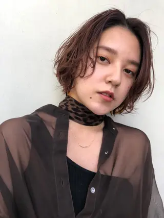 ショート カラー パーマ RUKA 美容院×ネイリストのヘアスタイル